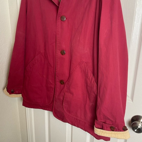 J.CREW 90's field jacket Size: L Red Men Red Jacket with Beige Collar - Picture 4 of 10